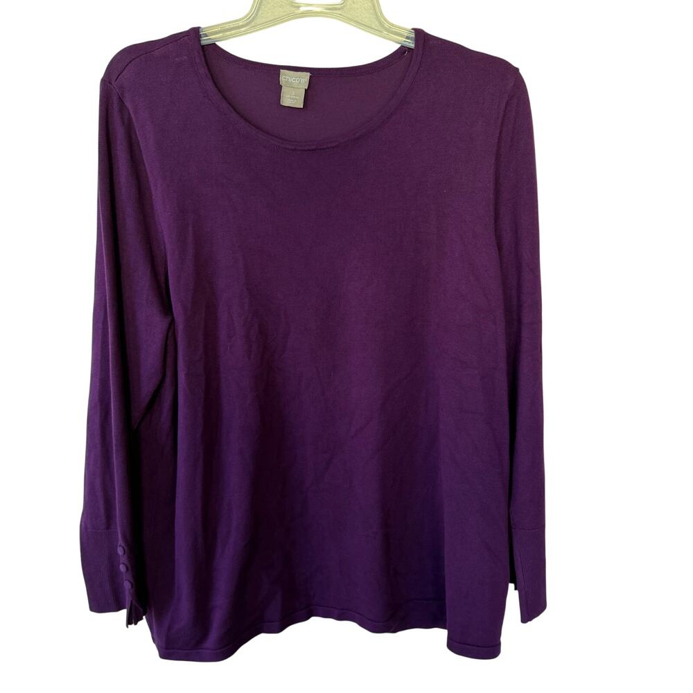 Chico's brand magenta purple long sleeve boat neck top Size XL